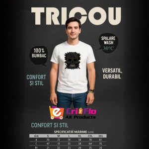Tricou Craniu negru elegant cu flori aurii fundal alb Copii | Dama | Barbat - Img 6