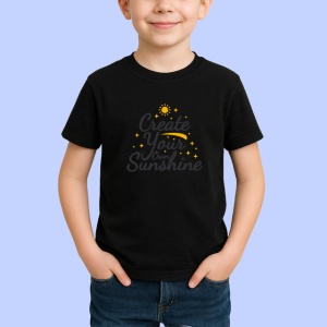 Tricou Create Your Own Sunshine Text Galben Gri, din bumbac 100%, tricou negru Copii | Dama | Barbat - Img 2
