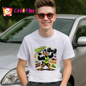 Tricou Daffy beast mode antrenament cu gantere si tricou galben Copii | Dama | Barbat Barbat - Img 5