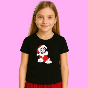Tricou Dalmatian Mos Craciun Fericit, din bumbac 100% Copii | Dama | Barbat - Img 2
