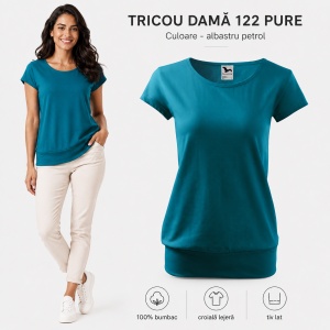 Tricou Damă 100% Bumbac cu Bandă Jos – Croială Lejeră, 22 Culori, XS-3XL - Img 21