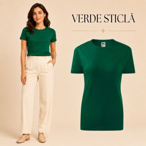 Tricou damă basic clasic din bumbac 100%, cambrat, 23 culori, XS - 2XL - Img 18