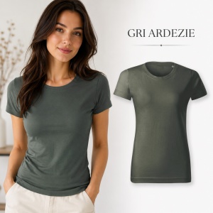 Tricou Damă Basic Free din Bumbac, Guler Rotund, Croială Cambrată, Fără Etichetă, 18 Culori, XS–2XL - Img 14