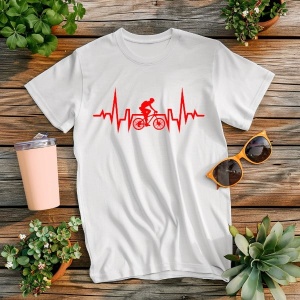 Tricou dama bumbac personalizat pentru femei Ritmul inimii Ador iesirile in natura pe bicicleta - Cadou - Img 4