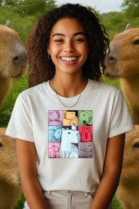 Tricou dama CapyBara - Colaj amuzant 2 - Img 2