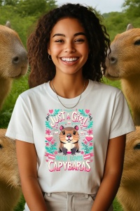 Tricou dama CapyBara - Doar o fetita care iubeste capybara - Img 2