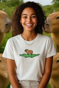 Tricou dama CapyBara - pe crocodil - Img 1