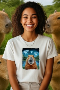 Tricou dama CapyBara - Selfie UFO - Img 2