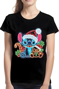 Tricou dama craciun - NEON CHRISTMAS STITCH & FRIENDS - tricou, dama, craciun, personaje