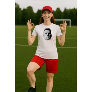 Tricou Dama cu fotbalistul Andriy Lunin-Real Madrid din bumbac 100% - Img 8