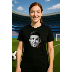 Tricou Dama cu fotbalistul Cristiano Ronaldo-Al-Nassr FC din bumbac 100% - Img 6