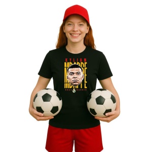 Tricou Dama cu fotbalistul Kylian Mbapp-Paris Saint-Germain din bumbac 100% - Img 5