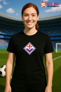 Tricou dama cu logo stema ACF Fiorentina Italia , din bumbac 100% - Img 6