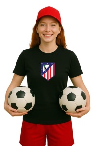 Tricou dama cu logo stema Atletico Madrid Spania , din bumbac 100% - Img 2