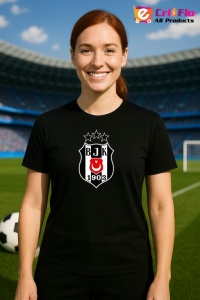 Tricou dama cu logo stema Besiktas Turcia , din bumbac 100% - Img 6