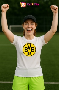 Tricou dama cu logo stema Borussia Dortmund Germania , din bumbac 100% - Img 9
