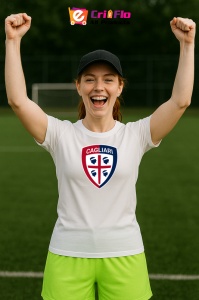 Tricou dama cu logo stema Cagliari Calcio Italia , din bumbac 100% - Img 9