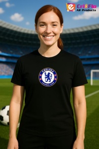 Tricou dama cu logo stema Chelsea FC Anglia , din bumbac 100% - Img 5