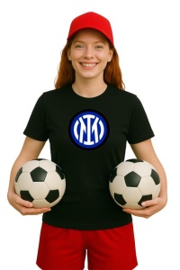 Tricou dama cu logo stema FC InternazionaleMilano Italia , din bumbac 100% - Img 2