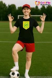 Tricou dama cu logo stema FC Nantes Franta , din bumbac 100% - Img 3