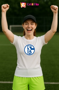 Tricou dama cu logo stema FC Schalke 04 Germania , din bumbac 100% - Img 9