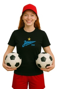 Tricou dama cu logo stema FC Zenit Rusia , din bumbac 100% - Img 2