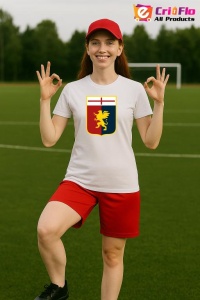 Tricou dama cu logo stema Genoa CFC Italia , din bumbac 100% - Img 7