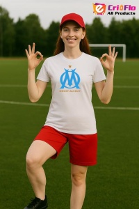 Tricou dama cu logo stema Olympique de Marseille Franta , din bumbac 100% - Img 8