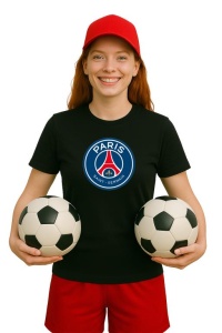 Tricou dama cu logo stema Paris Saint Germain Franta , din bumbac 100% - Img 2