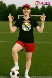 Tricou dama cu logo stema Real Madrid CF Spania , din bumbac 100% - Img 4
