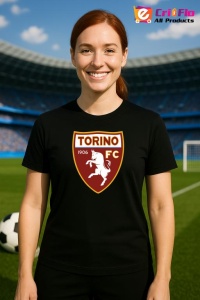 Tricou dama cu logo stema Torino FC Italia , din bumbac 100% - Img 6