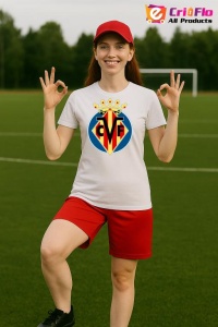 Tricou dama cu logo stema Villarreal_CF Spania , din bumbac 100% - Img 7