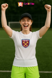 Tricou dama cu logo stema West Ham United FC Anglia , din bumbac 100% - Img 9