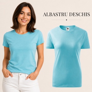 Tricou Damă din Bumbac 100%, Guler Rotund, Slim fit cambrat, XS-2XL, 23 Culori - Img 22