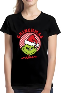 Tricou dama - Grinchmas vibes - Crăciun, modă, stil, cadouri, sărbători, festiv - Img 1