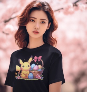 Tricou Dama Haios Personalizat - Easter Pikachu - Cadou - Img 3