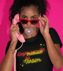 Tricou dama haios - Vreau sa vorbim - din bumbac, personalizat - Cadou - Img 2