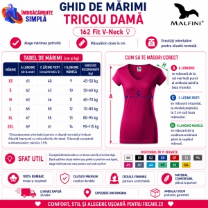 Tricou damă Malfini 162 Fit V-Neck, guler în V, 100% bumbac, 180 g/m², croială cambrată, 13 culori - Img 3