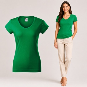 Tricou damă Malfini cu guler în V, 100% bumbac, croială feminină, 13 culori disponibile - Img 11