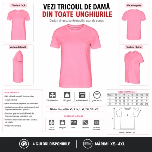Tricou Damă Malfini Edge 814, 100% Bumbac, Guler Rotund, Croială Tubulară, 4 Culori, XS–4XL - Img 4