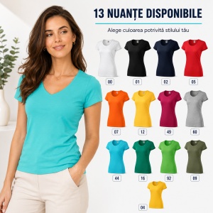 Tricou Damă Malfini Viper 161, 100% Bumbac, Single Jersey, Guler Rotund cu Decolteu Adânc, Croială Cambrată, 180 g/m², 13 Nuanțe, XS–2XL - Img 9