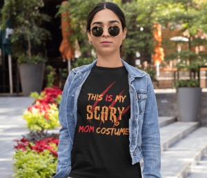 Tricou dama pentru familie - Scary Mom - din bumbac, personalizat - Cadou - Img 4