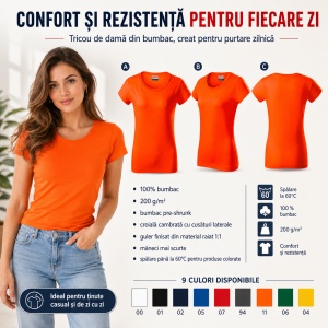Tricou Damă Rimeck Resist Heavy R04 – 100% Bumbac, 200 g/m², Croială Cambrată, S–3XL - Img 3