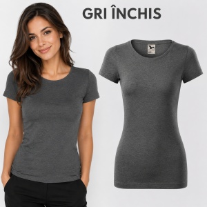 Tricou Damă Slim Fit Elastic, 95% Bumbac și 5% Elastan, Guler Rotund, Mâneci Scurte, 14 Culori, XS–2XL - Img 15