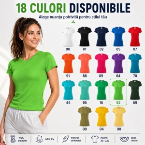 Tricou Damă Sport, pentru sala, alergare, divere activitari sportive, 100% Poliester Extra Dry, Uscare Rapidă, 18 Culori, XS–2XL - Img 14