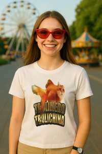 Tricou Dama Tralalero TraLaLa cu Boneca Ambalubu Funny Italian Brainrot Meme Humor Gen Z - Img 5