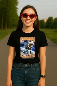 Tricou Dama Tralalero TraLaLa cu Cacasito Satelito Italian Brainrot Silly Rat Meme - Img 5