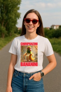Tricou Dama Tralalero TraLaLa cu Chimpanzini Bananini Italian Brainrot Meme (2) - Img 3