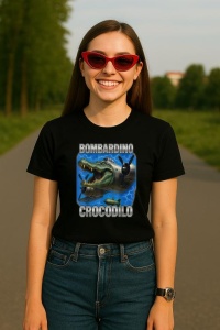 Tricou Dama Tralalero TraLaLa cu Italian Brainrot Bombardino Crocodilo Meme - Img 4