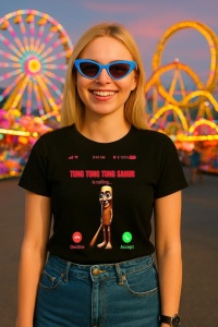 Tricou Dama Tralalero TraLaLa cu Tung Tung Tung Sahur Italian Brainrot Meme
